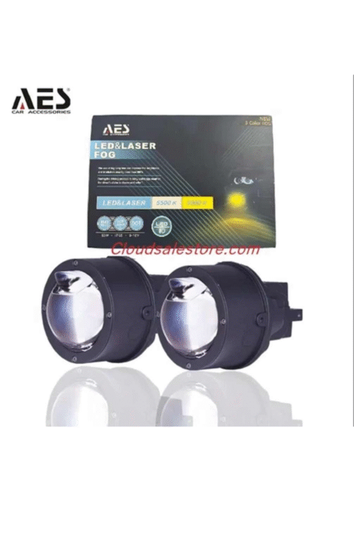 AES LED Foglamp Q8 Pro 3 Inch Blue Quattro Lens Tricolor Projector Lamp 5500K & 3000K